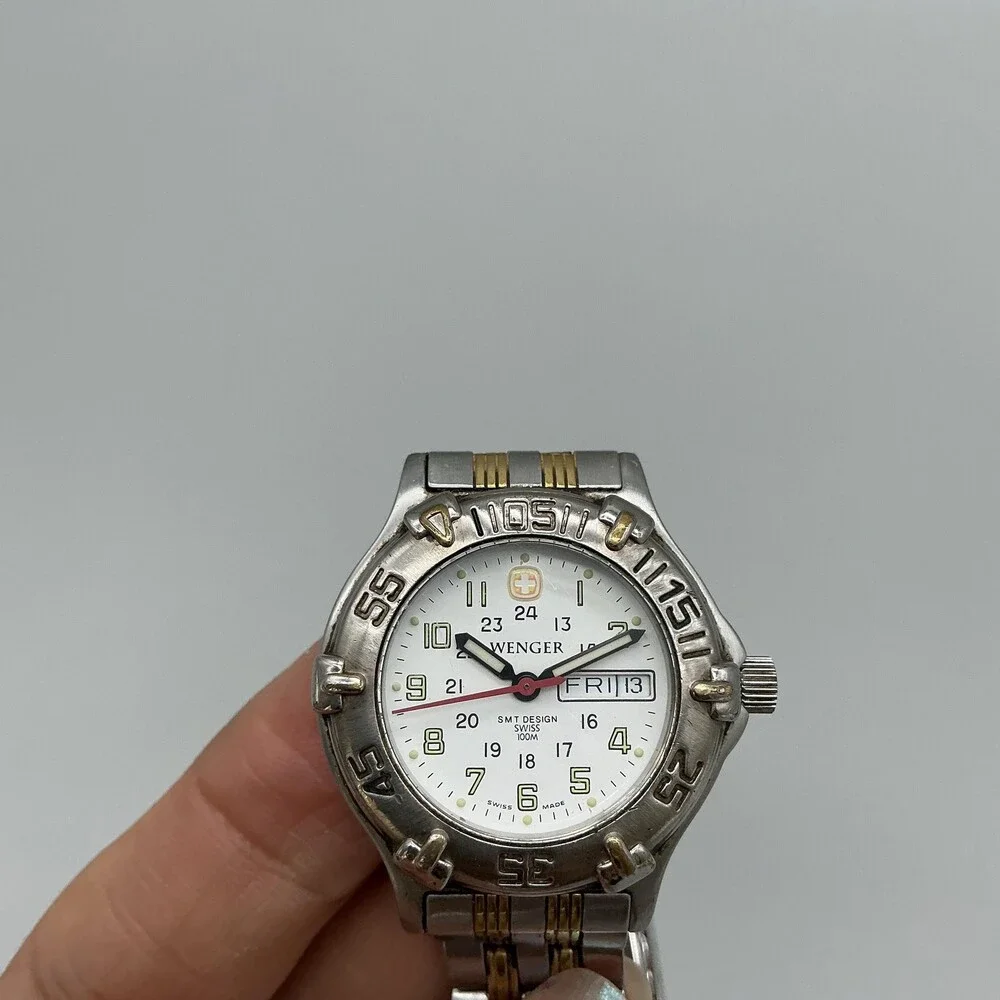 Wenger SMT Design Womens Watch 29mm Day Date Two Tone Swiss New Battery 6.25